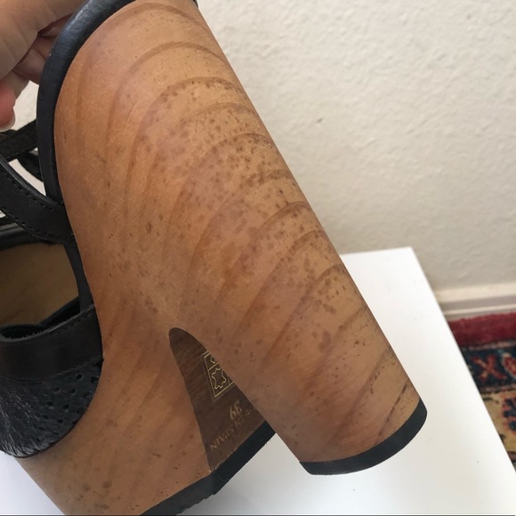 Free People Rendezvous black wood heel clog boho - Picture 5 of 9